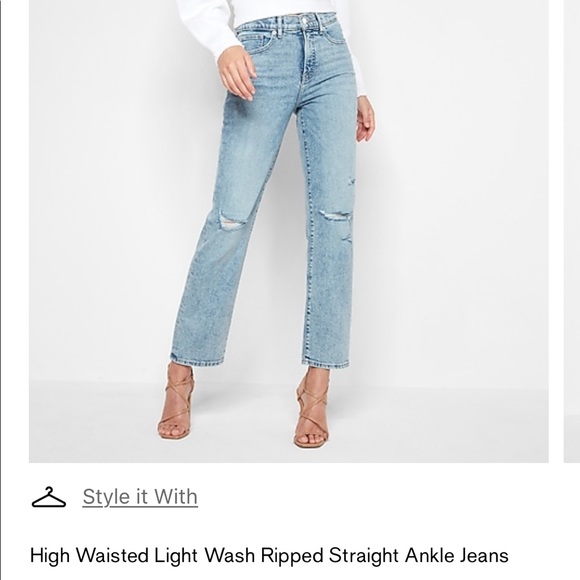 Straight ankle high rise light wash Express jeans - Picture 2 of 8